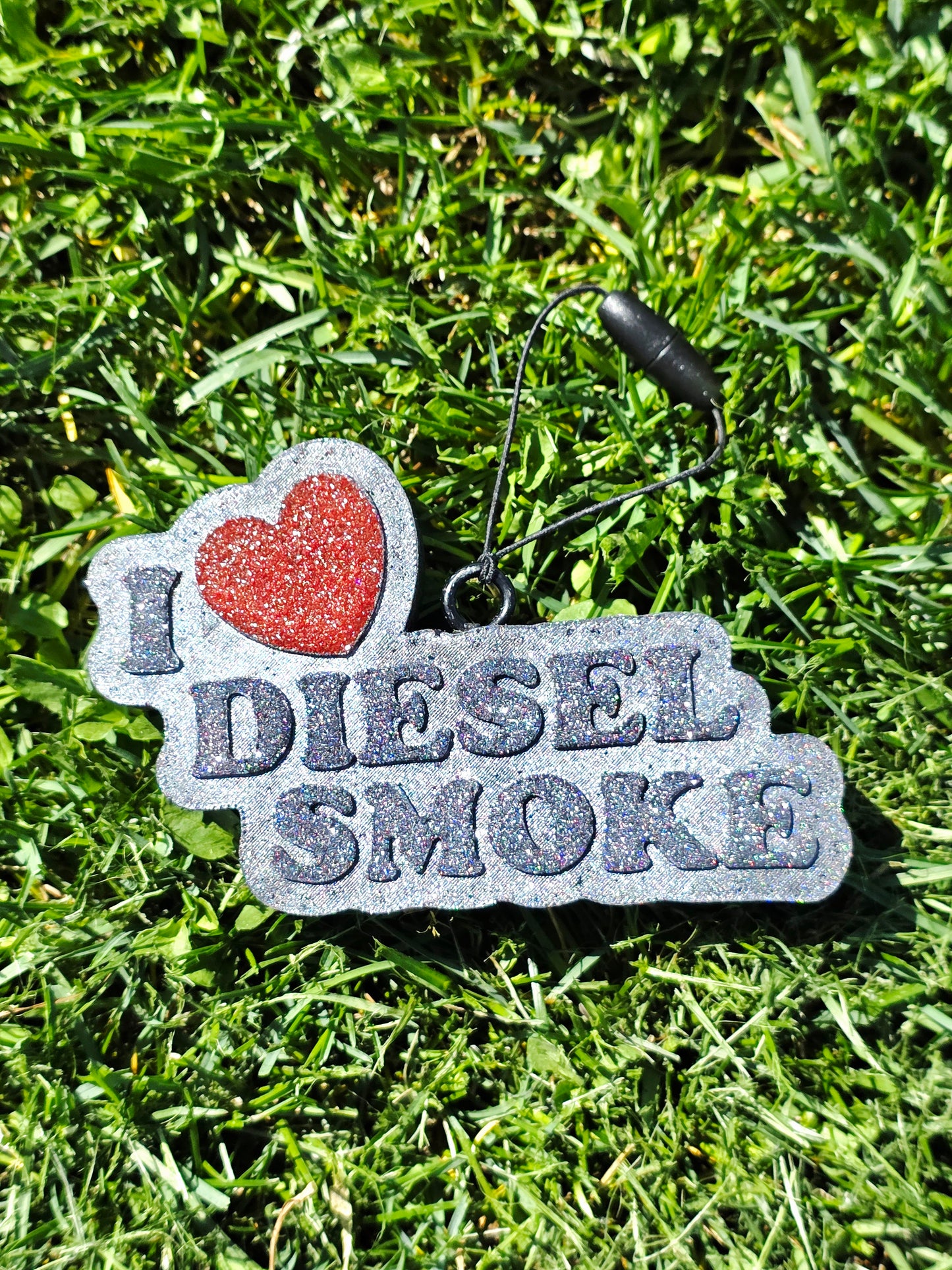 I love Diesel Smoke Car Freshie- Scent Fierce