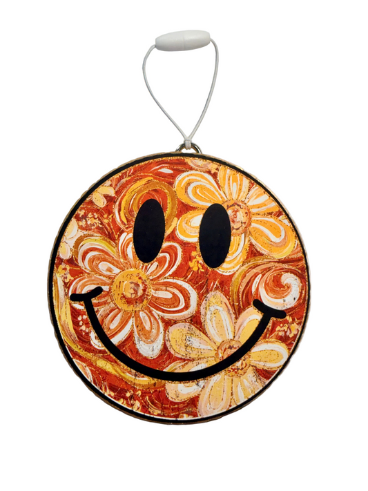 Fall floral smiley car freshie -Scent Heavenly Cloud