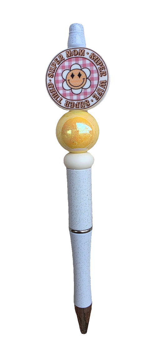 Super mom Black ink beaded ballpoint pen