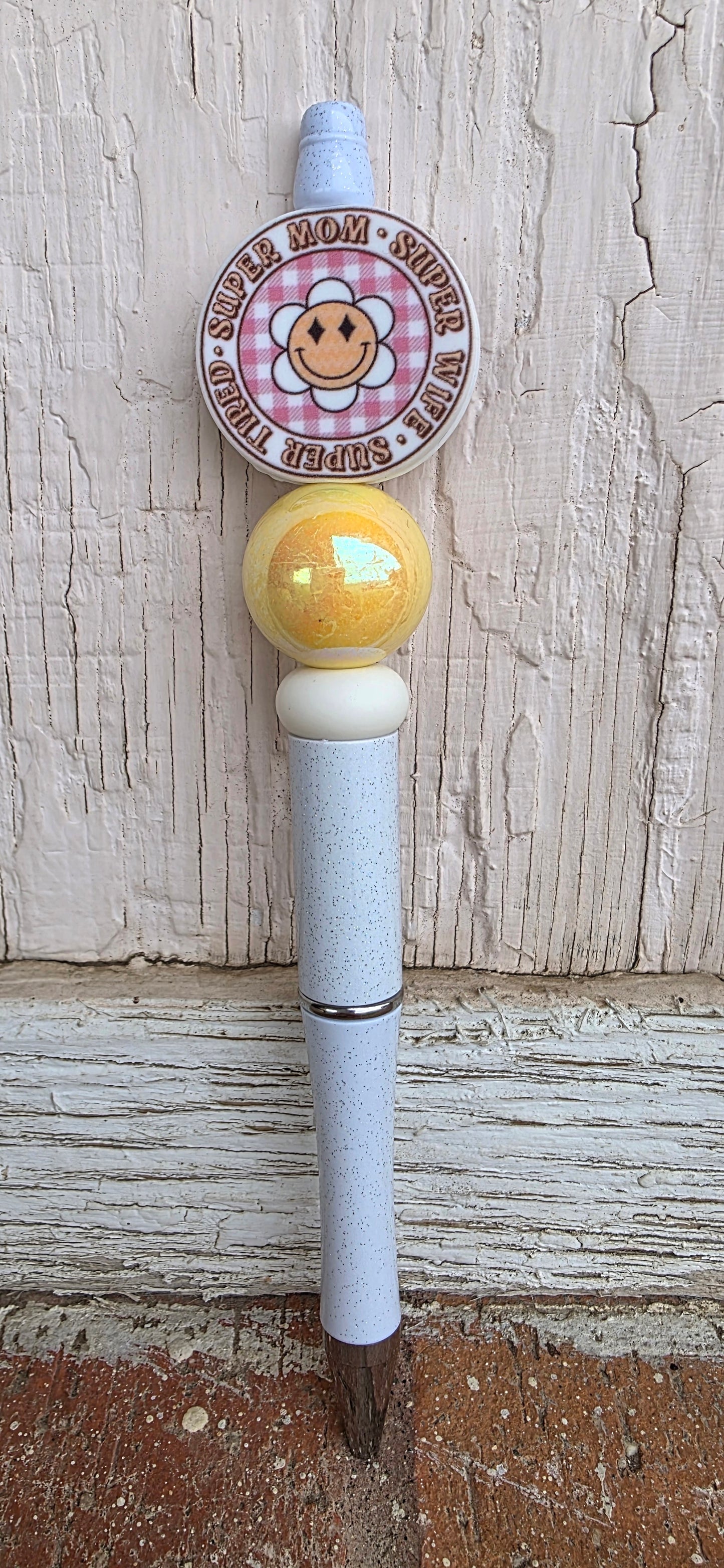 Super mom Black ink beaded ballpoint pen