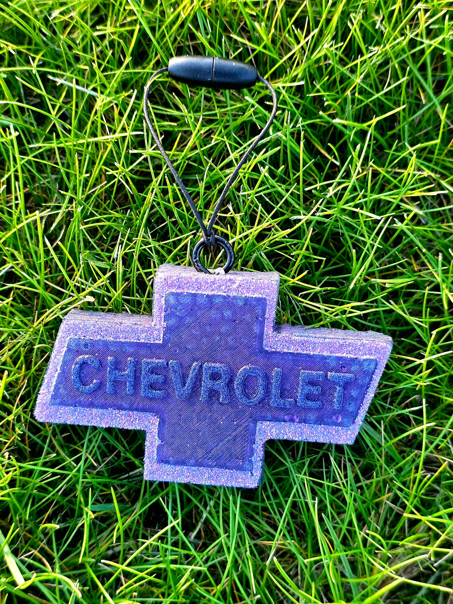 Purple Chevy Bow Car Freshie- Scent New Car Fresh