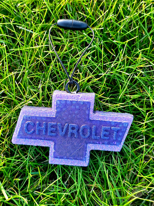 Purple Chevy Bow Car Freshie- Scent New Car Fresh