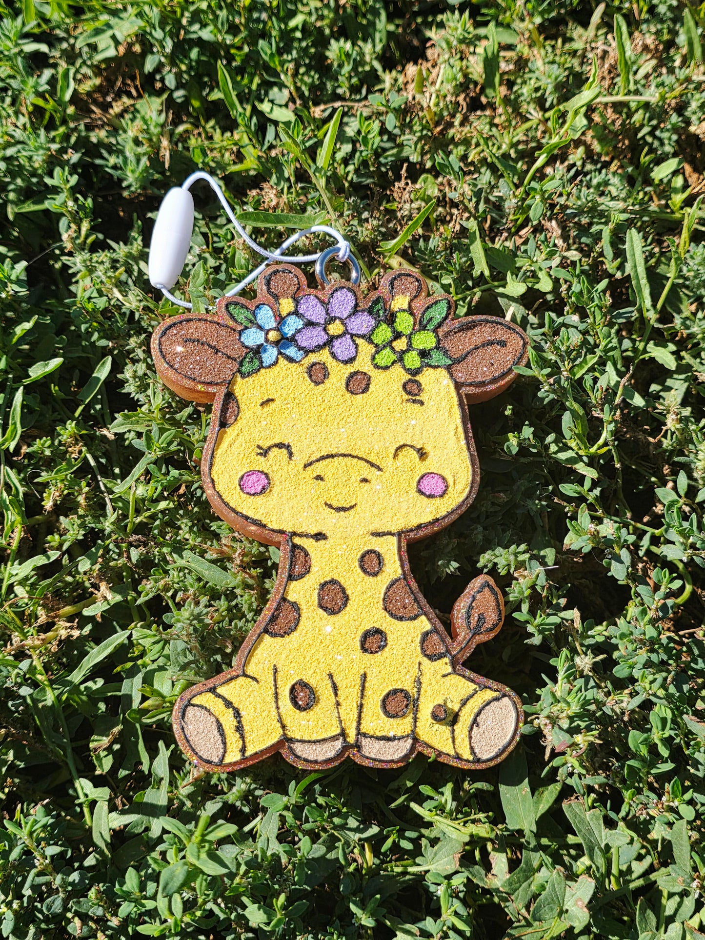 Giraffe Car Freshie- Scent Winter Candy Apple