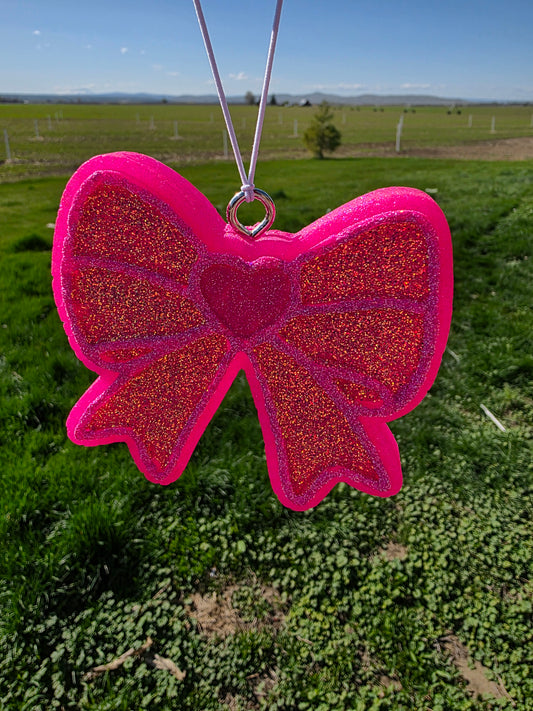 Pink Bow Car Freshie- Scent Lemon Blueberry Crumble