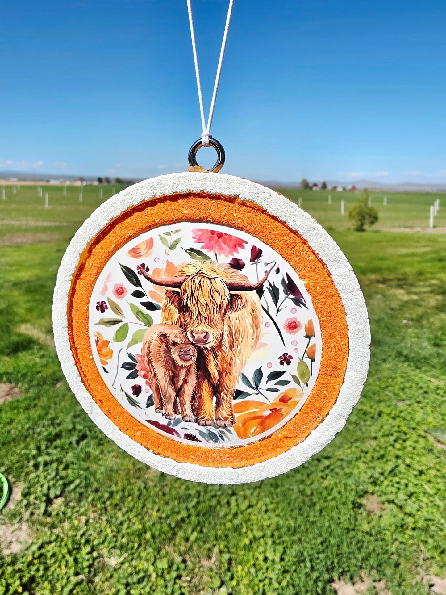 Highland Cow & Baby Car Frieshie- Scent Salty Heifer