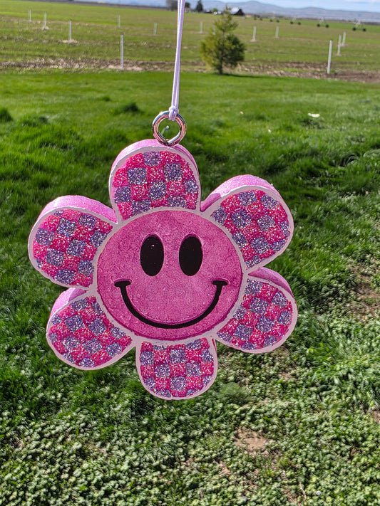 Flower Smiley Car Freshie- Scent Luna