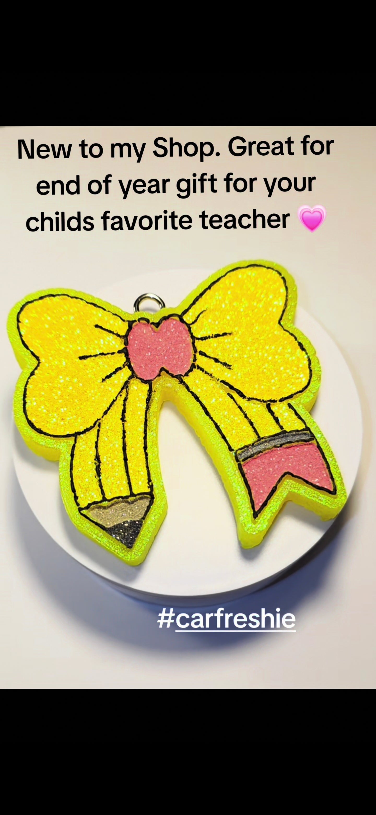 Pencil Bow Car Freshie- Scent Lemon Drop
