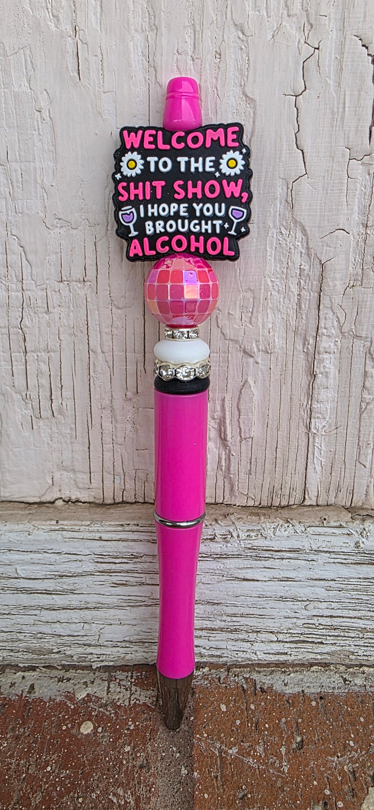 Welcome to the S show Black ink beaded ballpoint pen